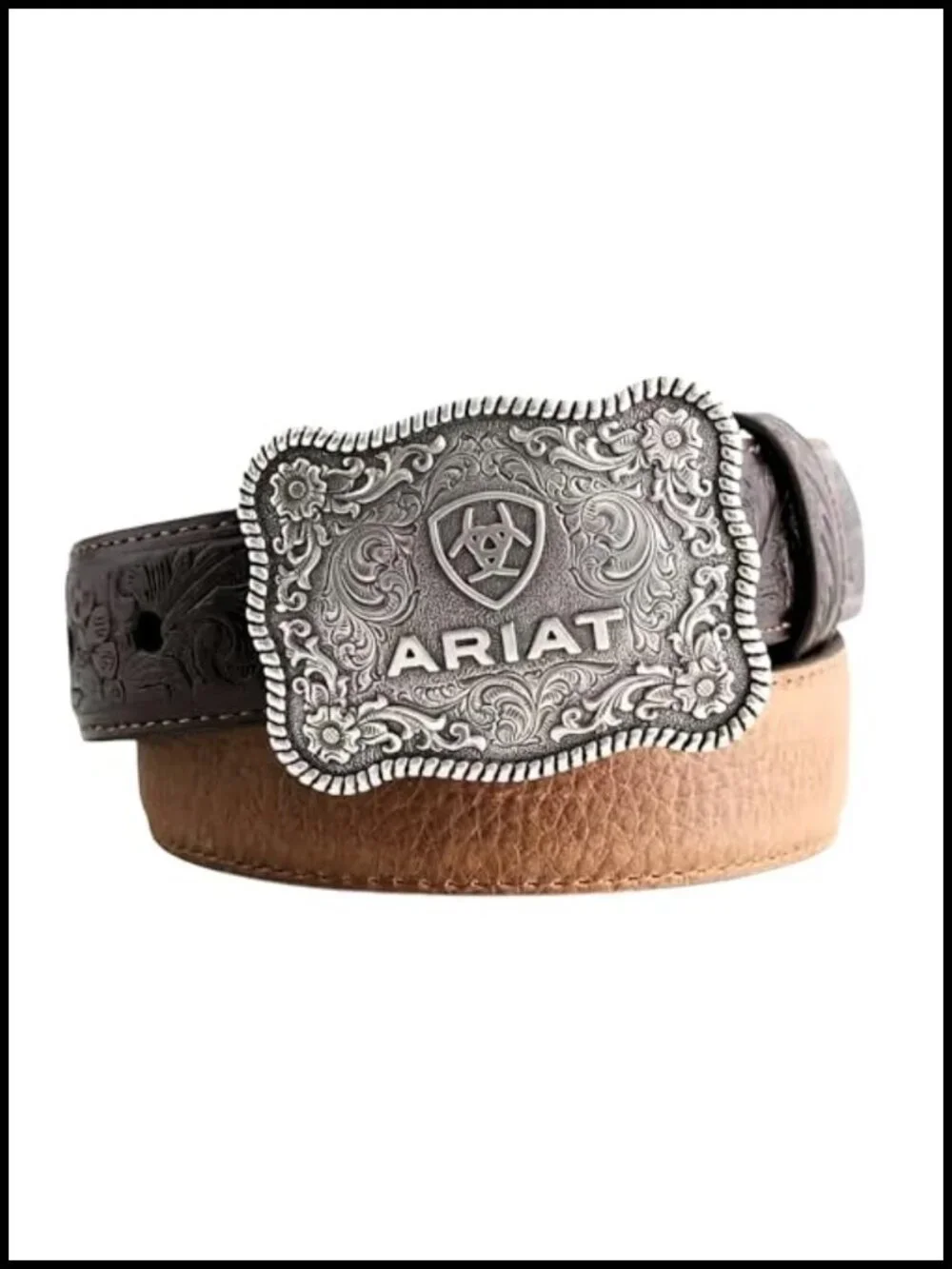 Boys Western Leather Belt with Removable Buckle Brown